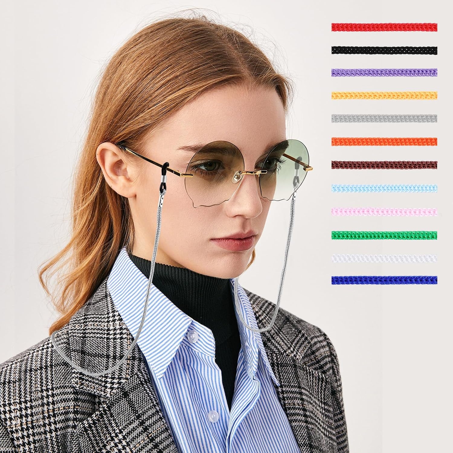 12 Pcs Nylon Glasses Strap Holders around Neck for Women, Men, Kids | Multi Color, Braided Cord, Retainer Lanyard