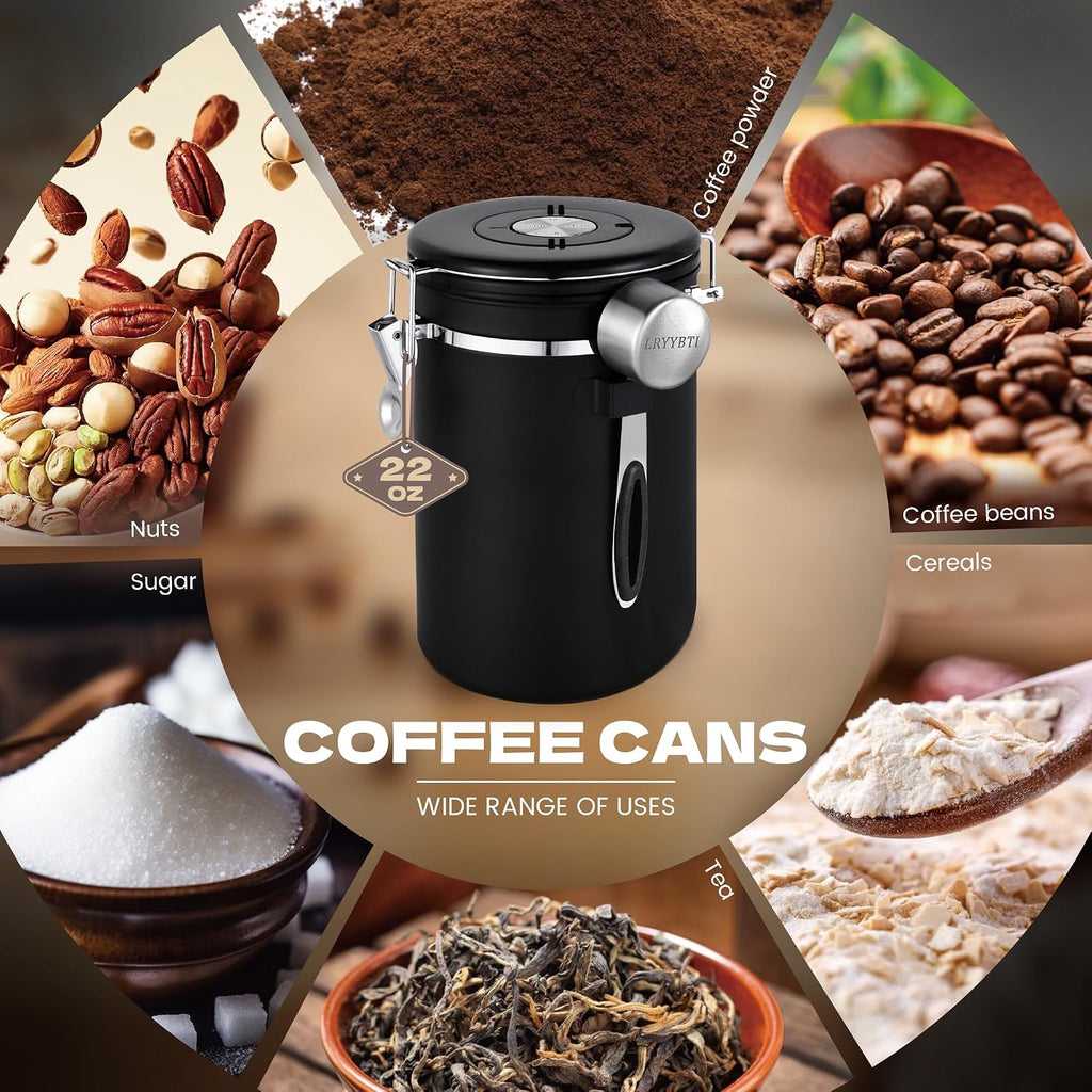 Coffee Canisters with Window,Airtight Coffee Container，22oz | Scoop，Date Tracker，Food Storage Organizers for
