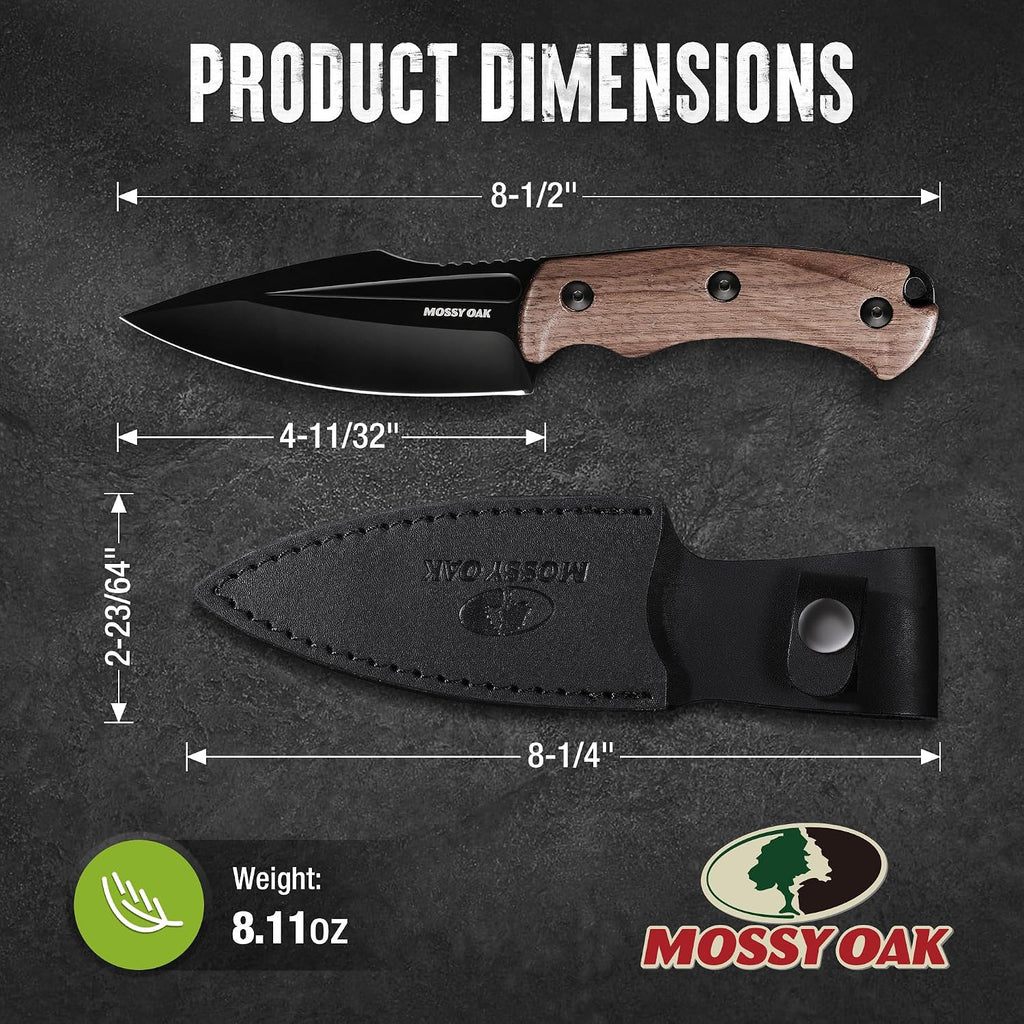 8.5" Full-tang Fixed Blade Knife w/Sheath (Wooden Handle-Brown) | Stainless Steel Blade; Outdoor Knives for Survival