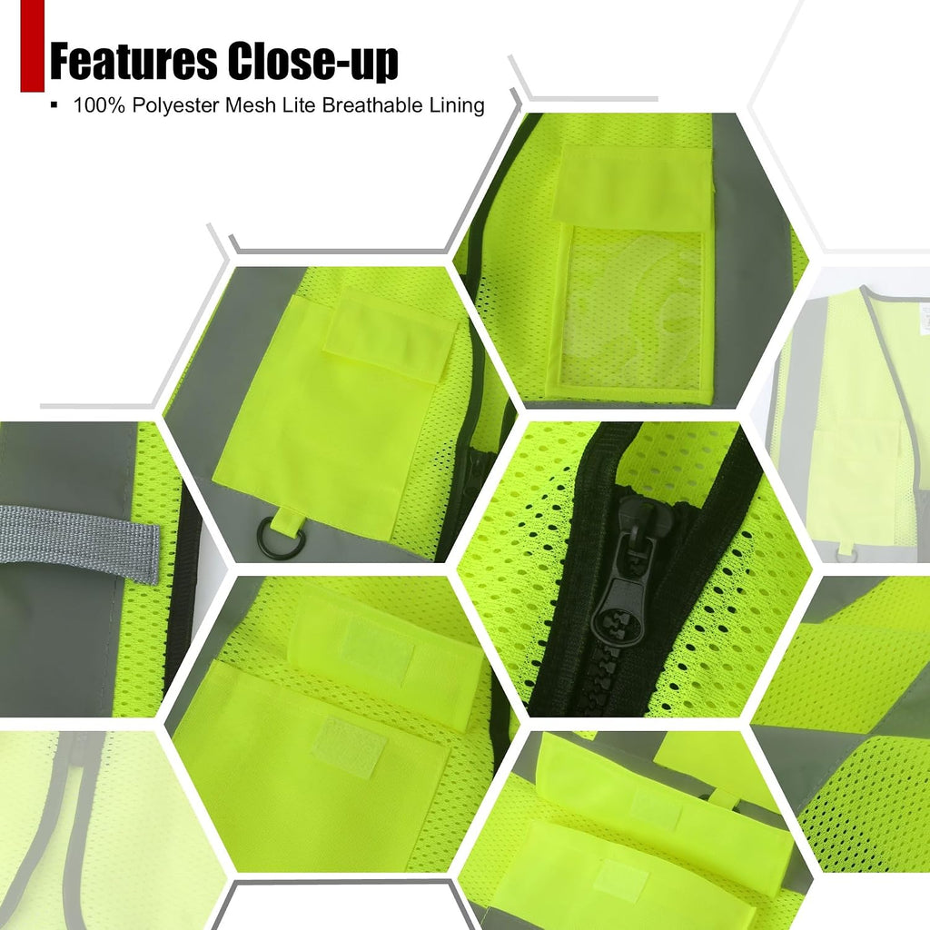 Safety Vest for Men Women Hi Vis Vest with Pockets Mesh High Visibility Vests