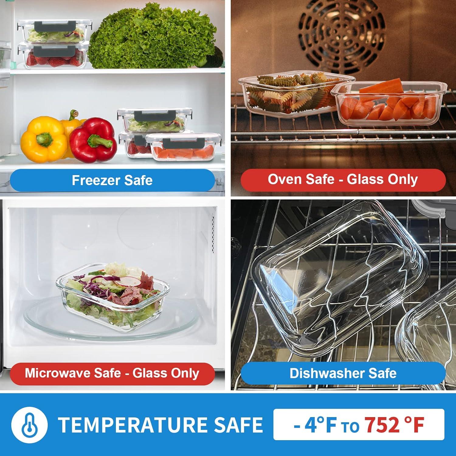24-Piece Small Glass Food Storage Containers with Lids Airtight, 1.5 Cup Meal Prep Containers Set