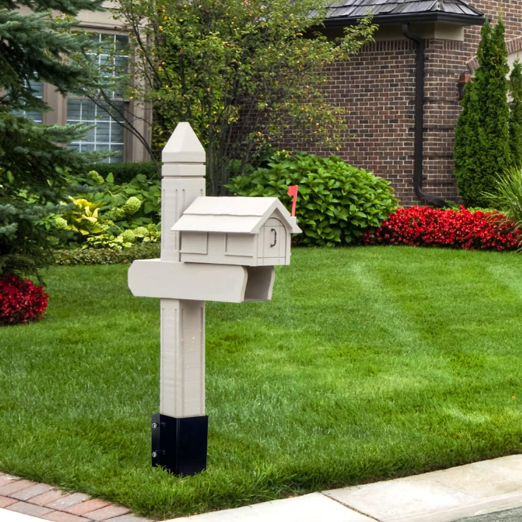 Fence Post Anchor Ground Spike Heavy Duty Black Powder Coated Fence Stakes Post Base for Mailbox, 24 x 4 x 4 Inches