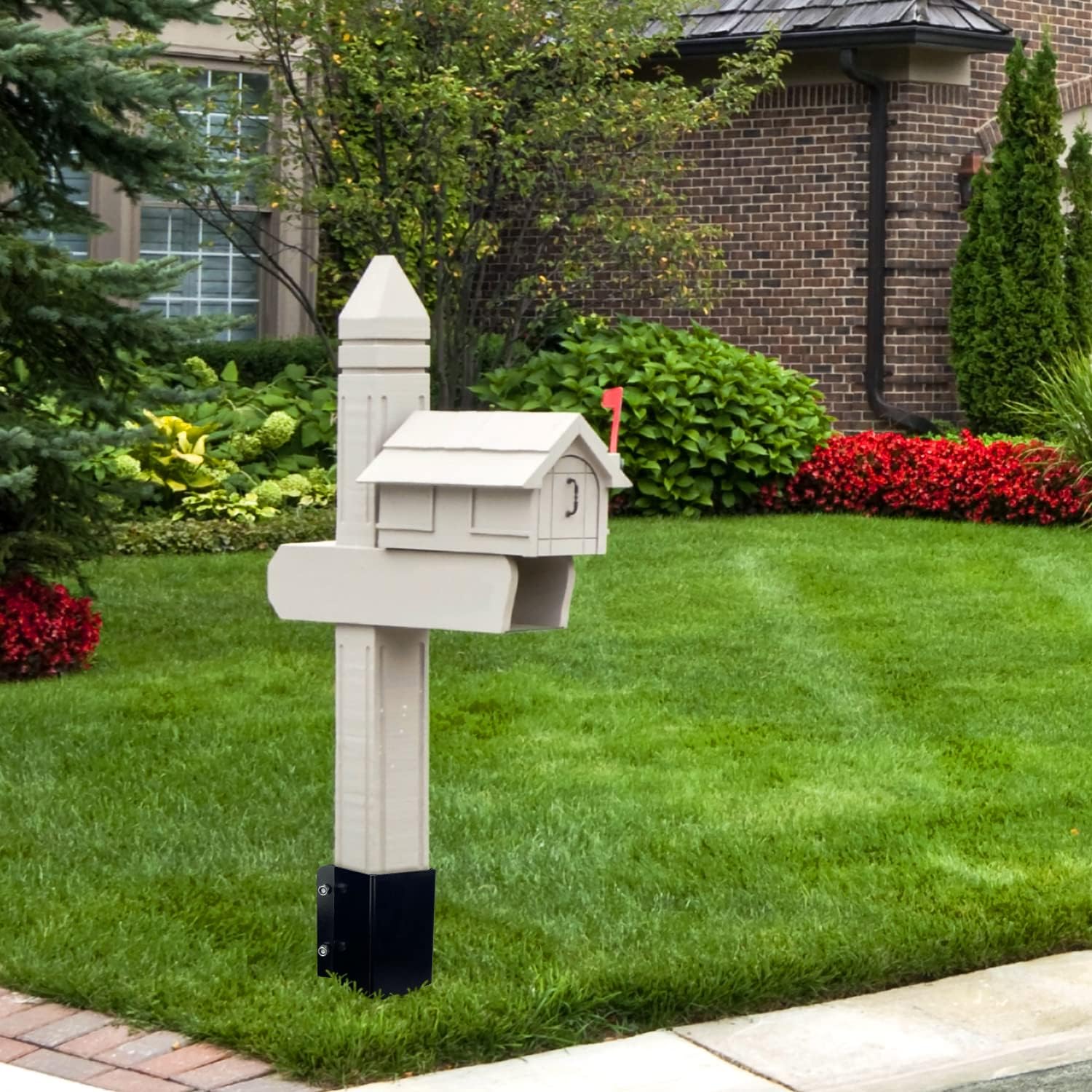 Fence Post Anchor Ground Spike Heavy Duty Black Powder Coated Fence Stakes Post Base for Mailbox, 24 x 4 x 4 Inches