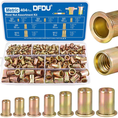 404 PCS Metric Rivet Nut Assortment Kit M3 M4 M5 M6 M8 M10 M12 Rivnut