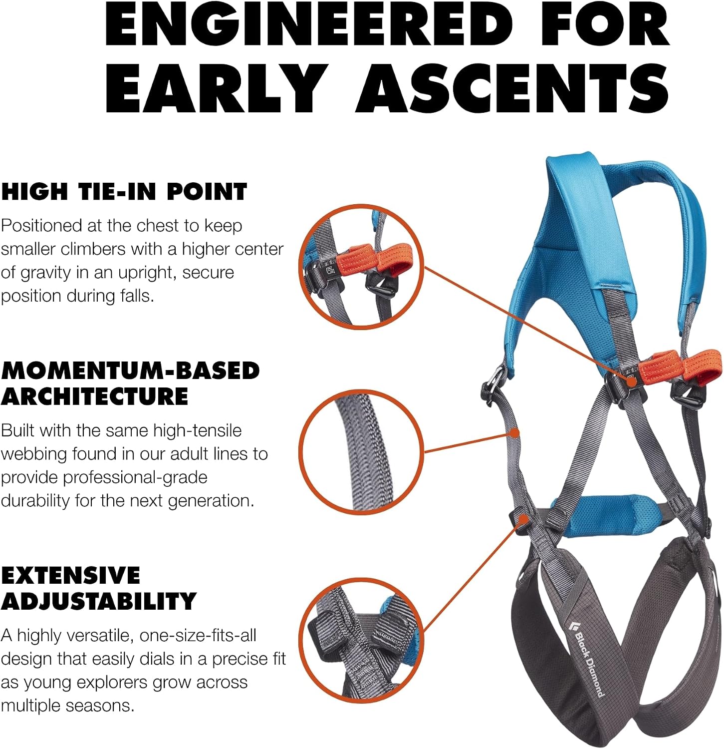 Kids' Momentum Safe Rock Climbing Harness, Indoor/Outdoor