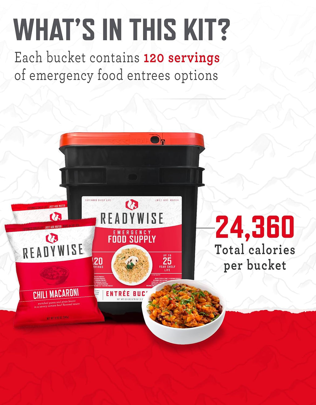 Emergency Food Supply - 120 Servings Favorites Sample Bucket, Survival Food Kit, Freeze Dried Prepper Food &