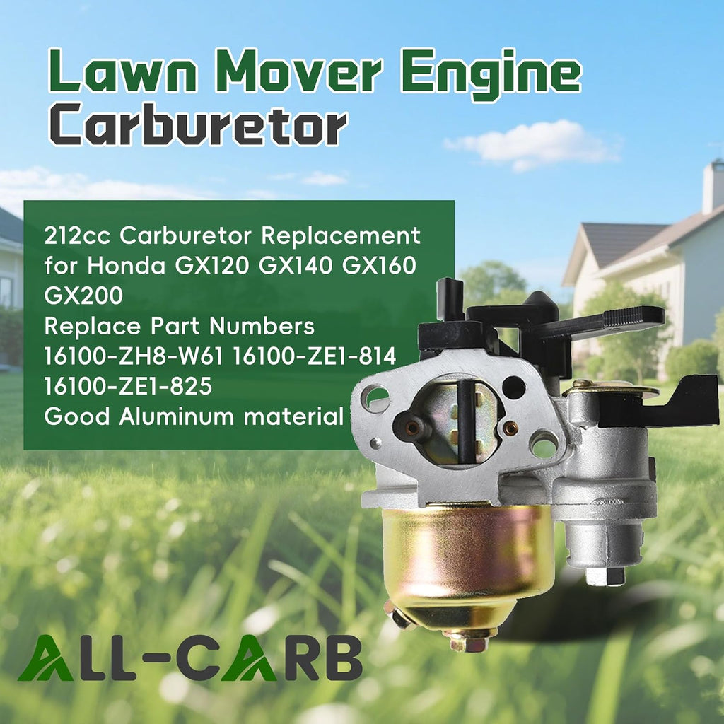 ALL-CARB 16100-ZH8-W61 212cc Carburetor Replacement for GX120 GX160 GX200