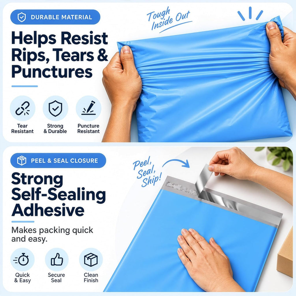 Large Poly Mailers 10 Pack, Shipping Bags, Mailing Bags, 17.5x23 Inch, Blue