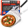 12-Inch Stainless Steel Pizza Peel with Folding Handle, Silver Perf