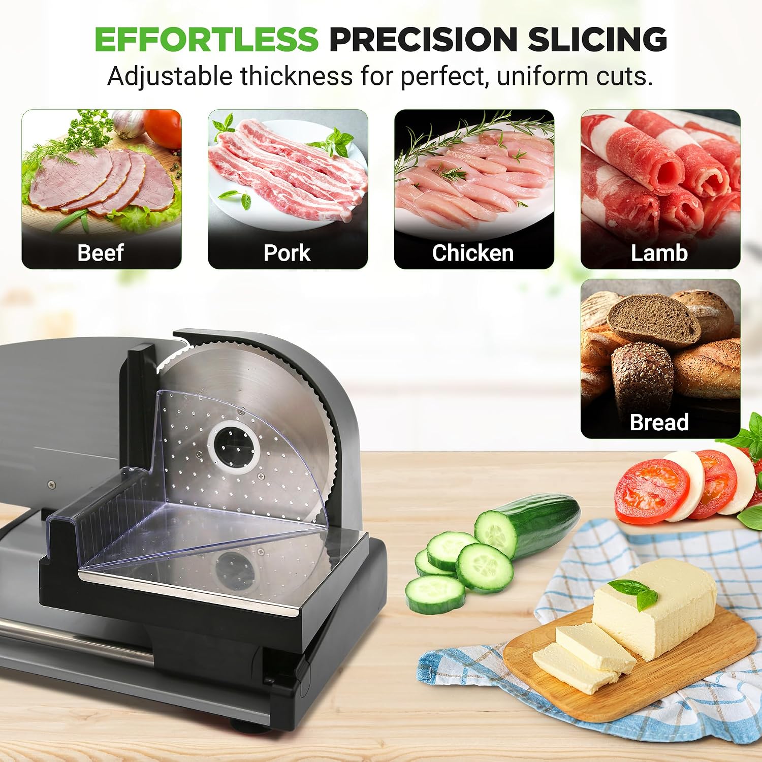 Stainless Steel Meat Slicer Blade | Electric Home Meat Slicer Blade Replacement for NUGJ801 | Precision-Cut Serrated