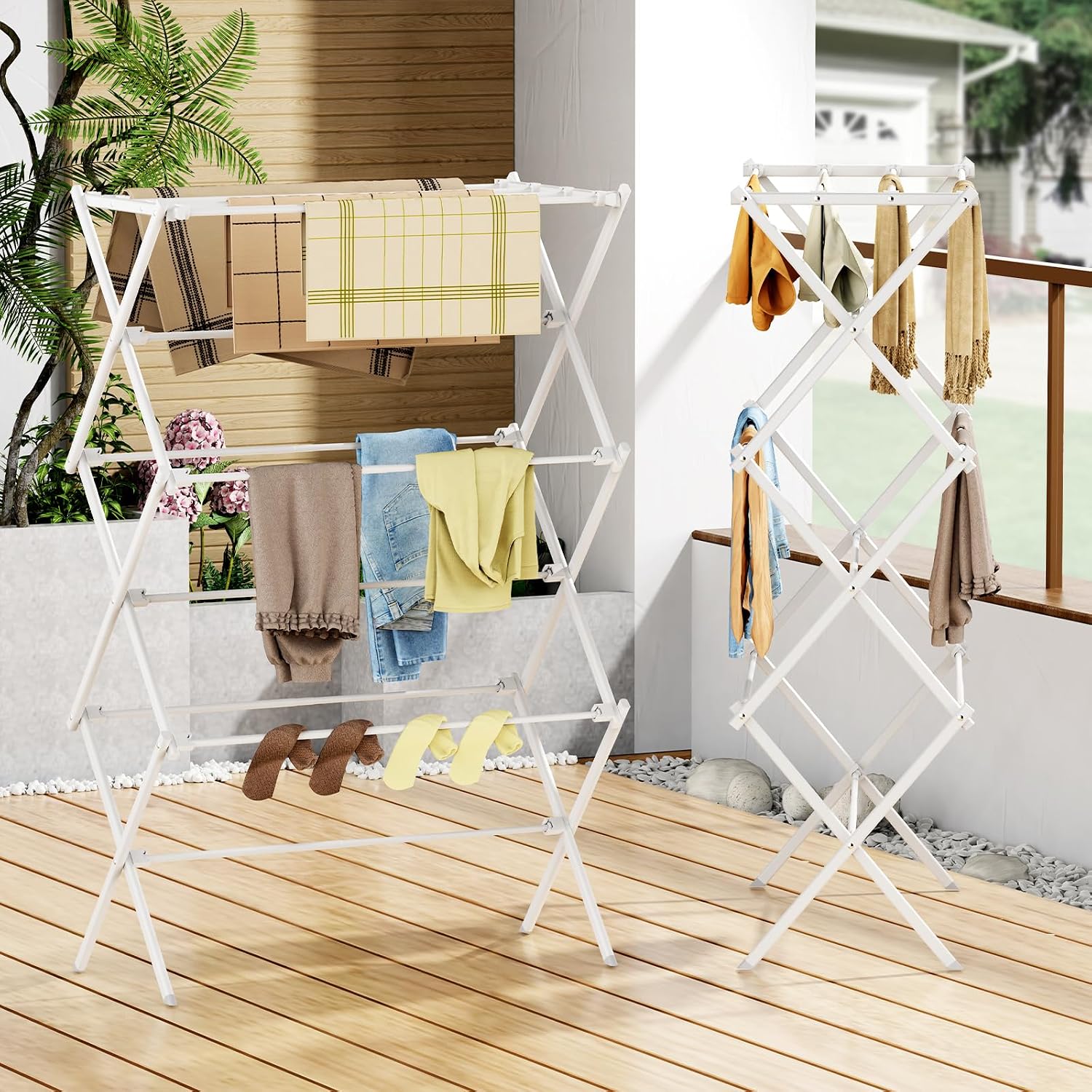 Drying Rack Clothing, 3-Tier Clothes Drying Rack Foldable, Antirust Laundry Drying Rack Collapsible Use for Indoor &