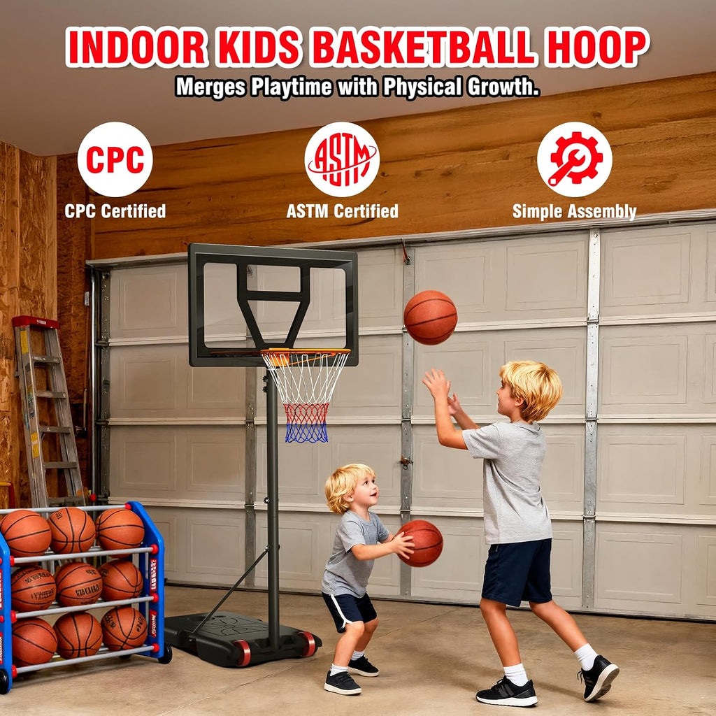 Kids Basketball Hoop Outdoor Height Adjustable 3-7 FT, Portable Basketball Goal System for Kids Youth Teens in