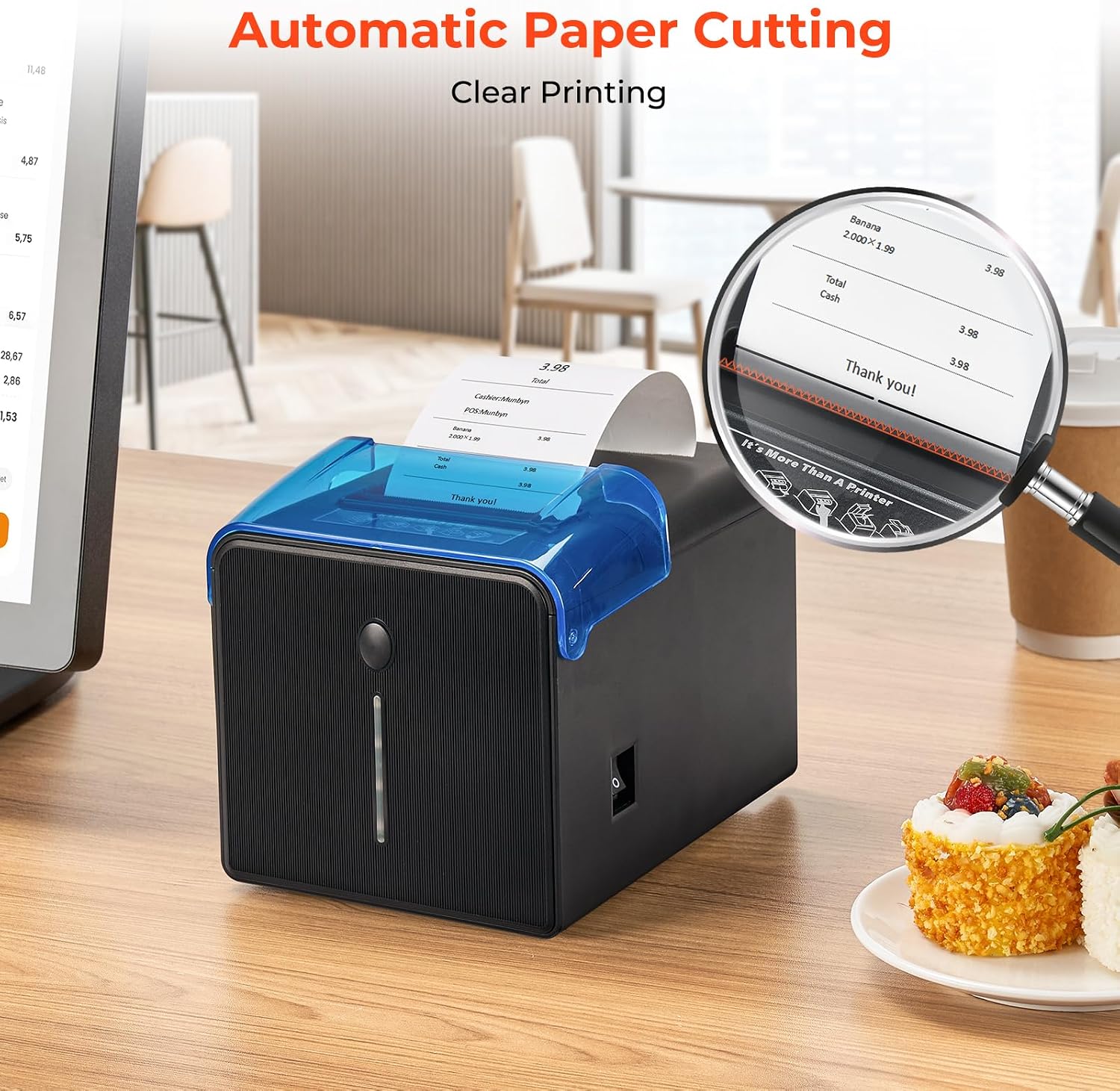WiFi Receipt Printer P905 with USB Port, 80mm POS Printer | Compatible with Mac Windows Chromebook Linux Cash Drawer