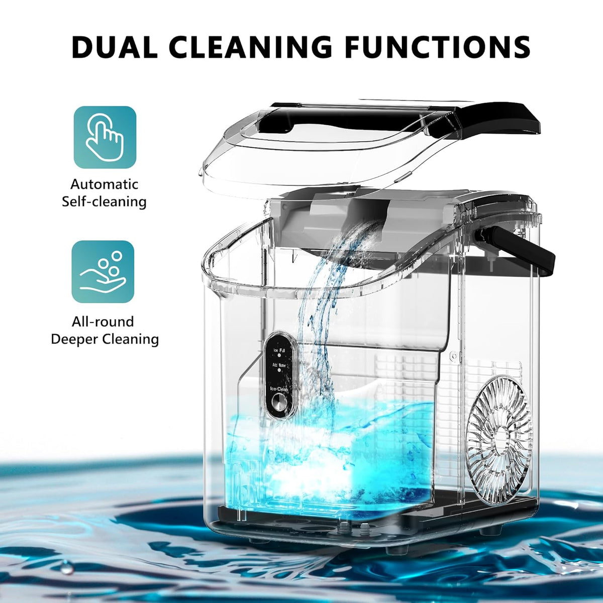 Nugget Ice Maker Countertop with Handle, 34lbs/24H Sonic Ice Maker