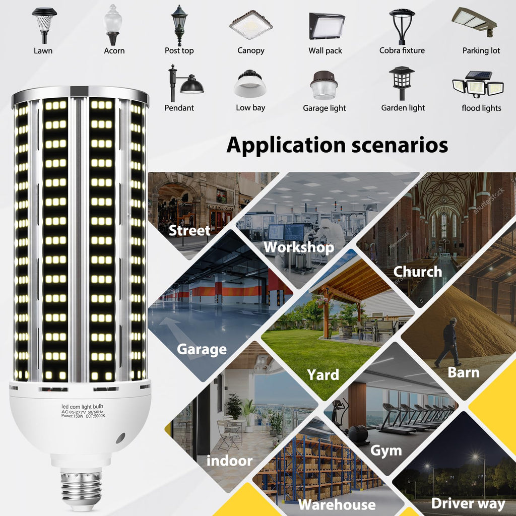 150W 4 pack LED Corn Light Bulb(1500W Equivalent ) ,Commercial Grade DayLight 5000K E26/E39 22900LM Medium Mogul Base