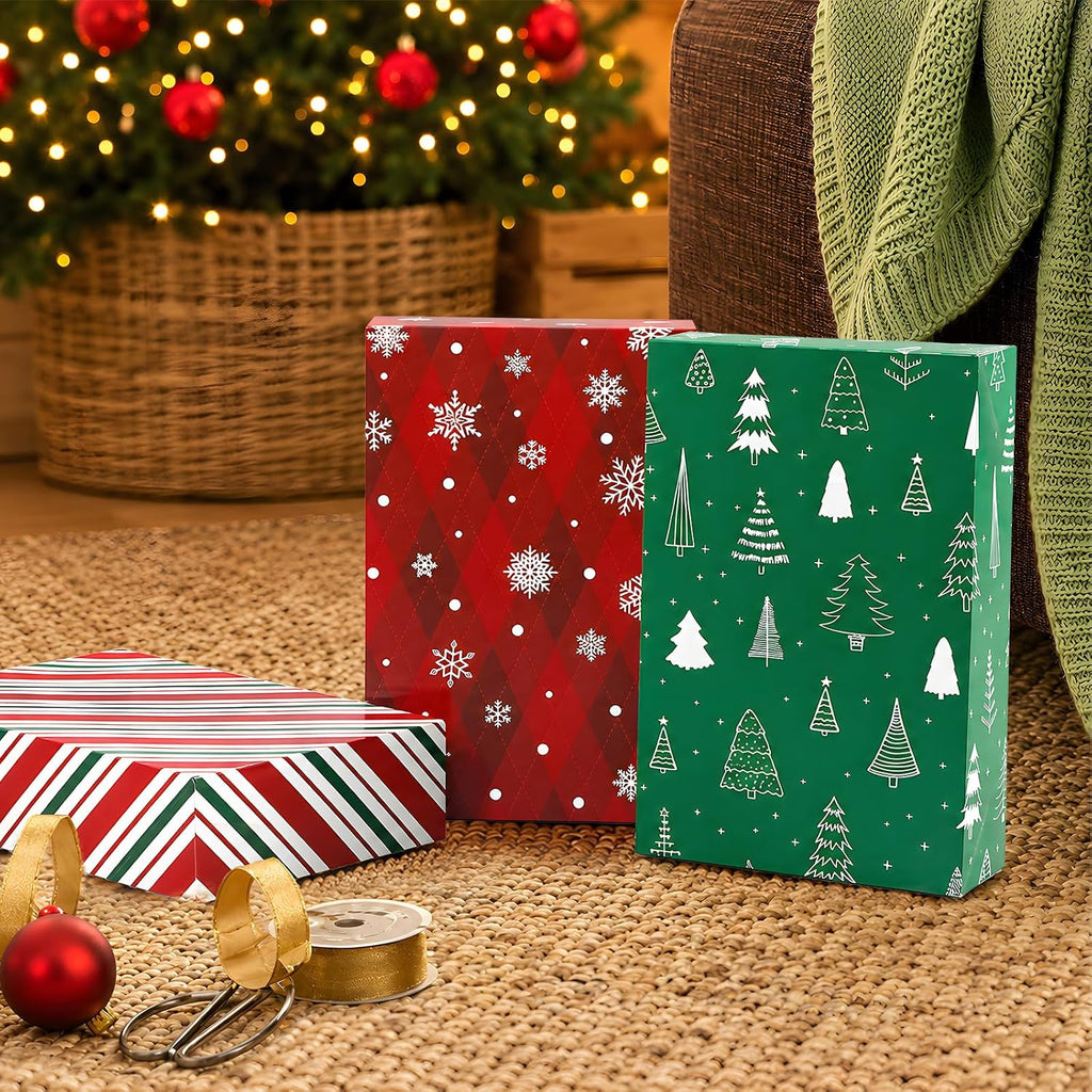 12 Pack 17" Christmas Gift Boxes with Lids - Large (4" Deep) Gift Boxes for Present, Wrapping Robe, Shirt, Clothing