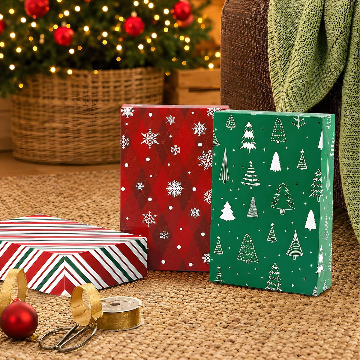 12 Pack 17" Christmas Gift Boxes with Lids - Large (4" Deep) Gift Boxes for Present, Wrapping Robe, Shirt, Clothing