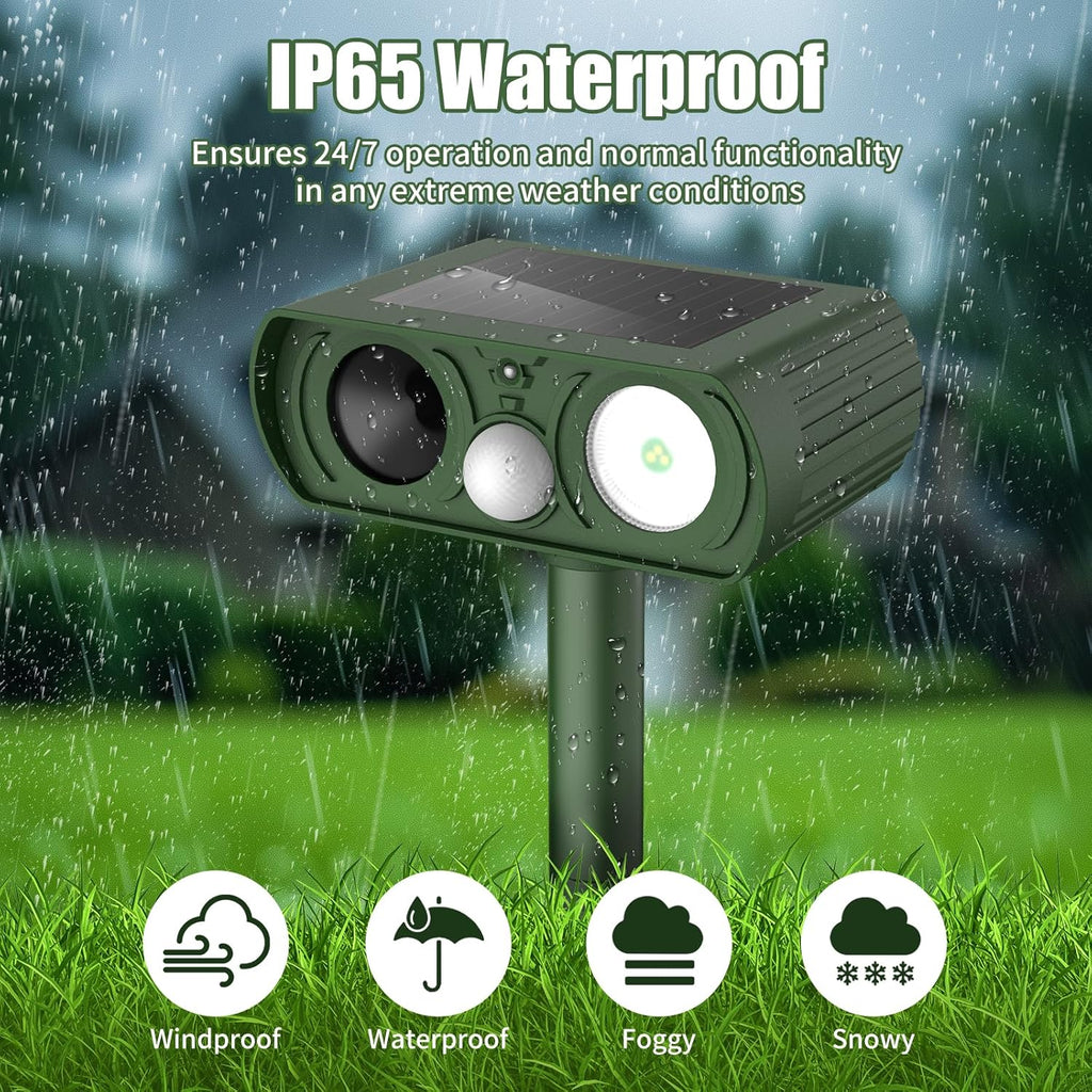 Solar Ultrasonic Animal Repellent, Deer Repellent Devices Waterproof, Cat Repellent Outdoor with Motion Detection
