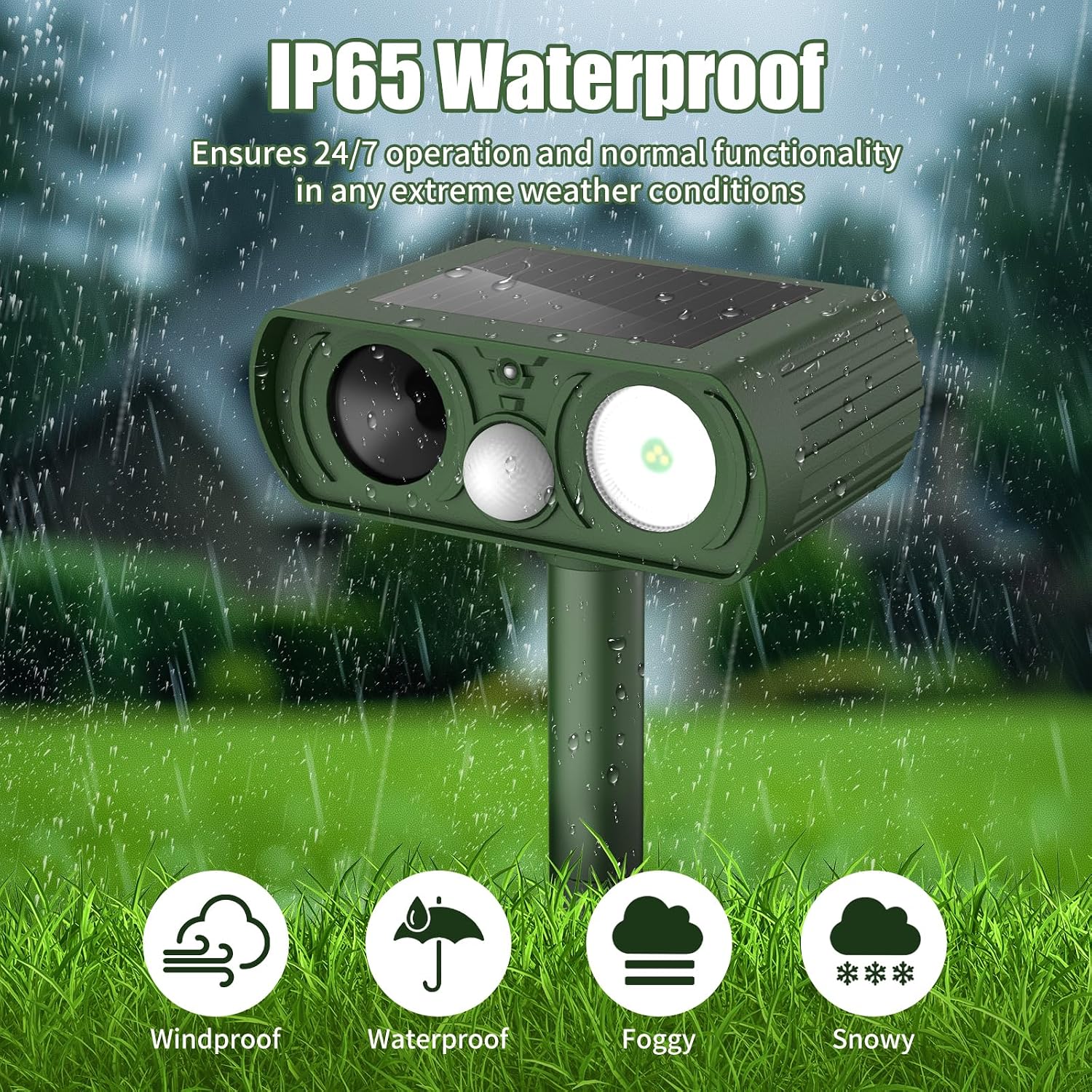 Solar Ultrasonic Animal Repellent, Deer Repellent Devices Waterproof, Cat Repellent Outdoor with Motion Detection