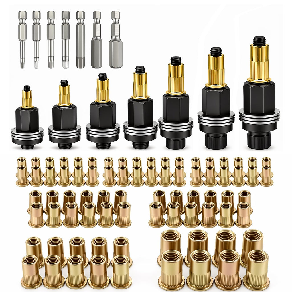 Carbon Steel Rivet Nut Tool Set,84PCS Durable Rivet Nut Mandrel Set,M3-M12