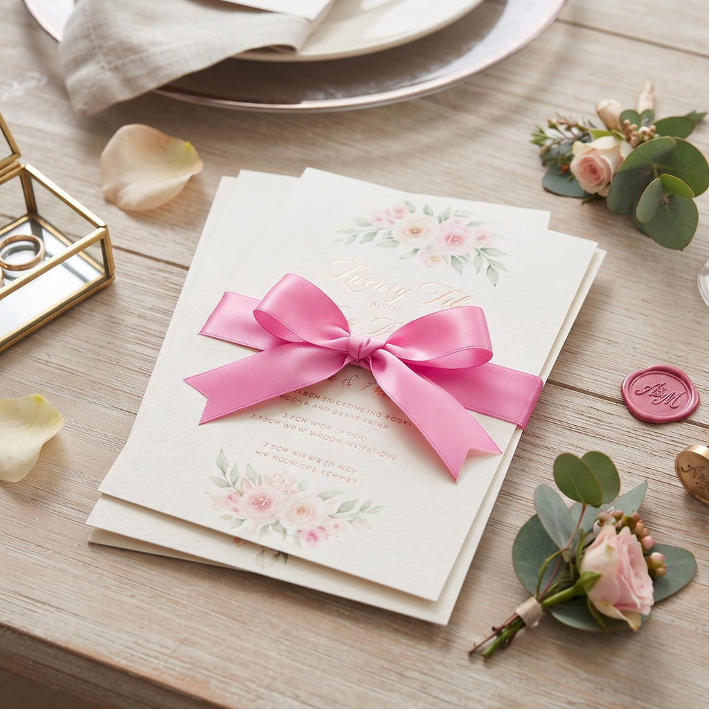 Pink Satin Ribbon Set 1" x 50 Yards, 5 Rolls