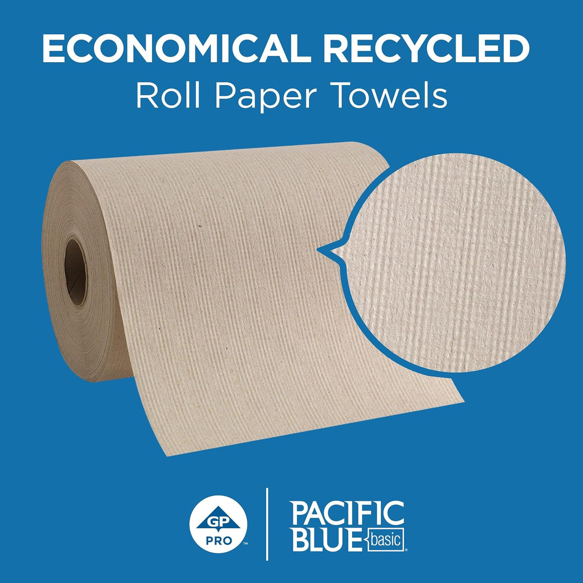 Pacific Blue Basic by Georgia-Pacific PRO Recycled Hardwound Paper Towel Rolls, Brown, 800 Feet Per Roll, 6 Rolls Per