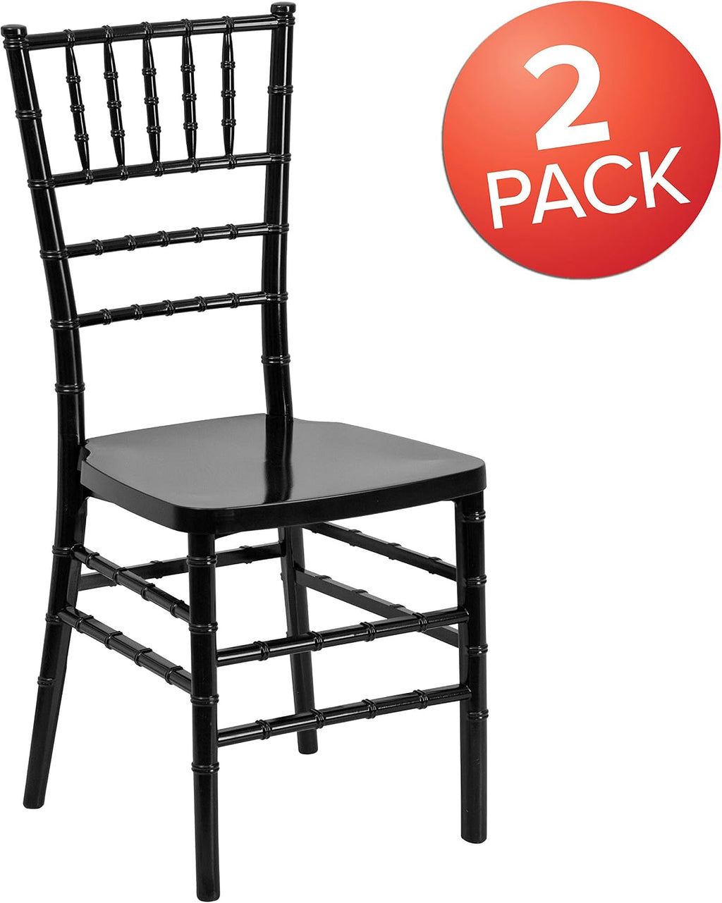 Hercules Stacking Resin Chiavari Chair, Black, 2-Pack