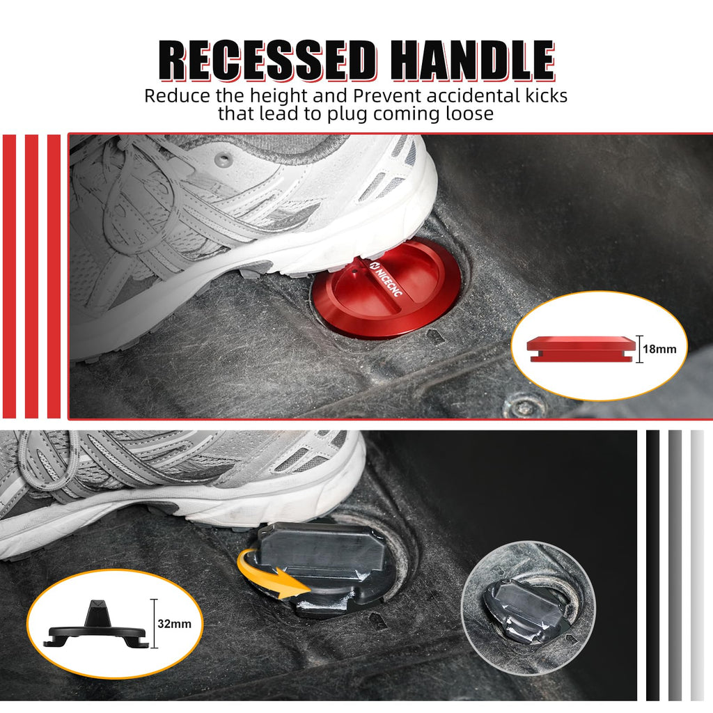 NICECNC Red 2pcs Aluminum RZR Floor Drain Plug