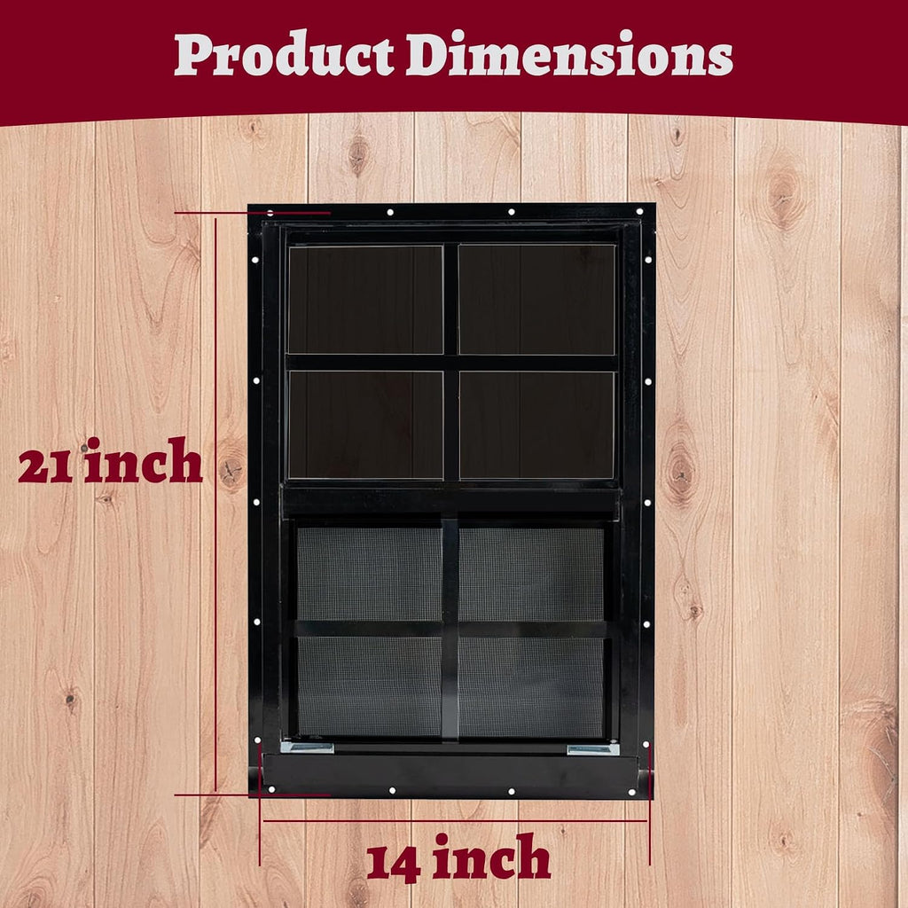 14" x 21" Black Shed Windows 2 Pack,Small Windows with Tempered Glass - Flush Mount | Ultimate Choice for Chicken
