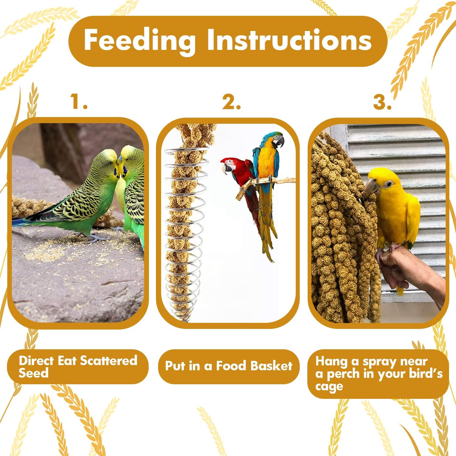 Spray Millet Treat for Birds Parakeets, Millet for Birds, Natural Bird Food | 1LB Healthy Bird Treat for Cockatiels