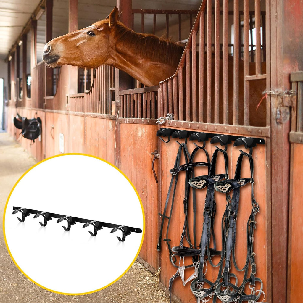 2 Pcs Bridle Rack for Horse Wall Mount, Horse Tack Bulk, Five Hooks