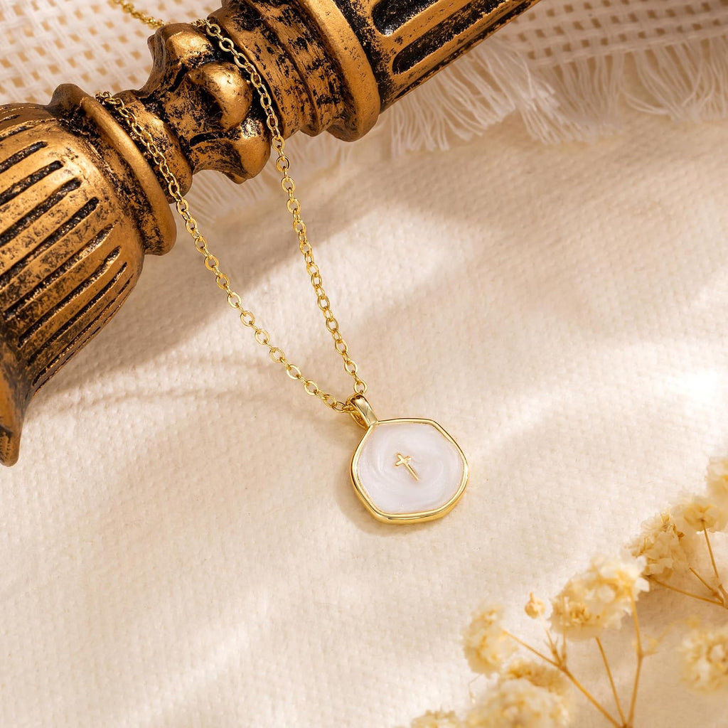 Graduation Gift for Her Cross Necklace for Women-Dainty Simple 14k Gold Plated Cross Pendant Cute Necklaces for Women