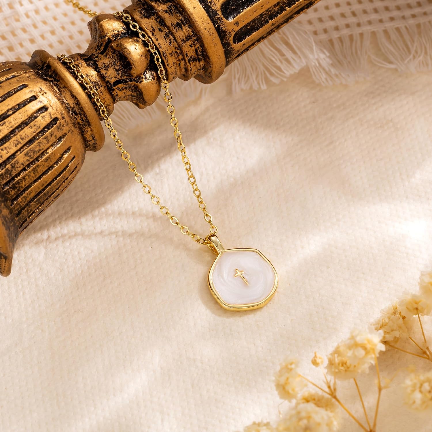 Graduation Gift for Her Cross Necklace for Women-Dainty Simple 14k Gold Plated Cross Pendant Cute Necklaces for Women