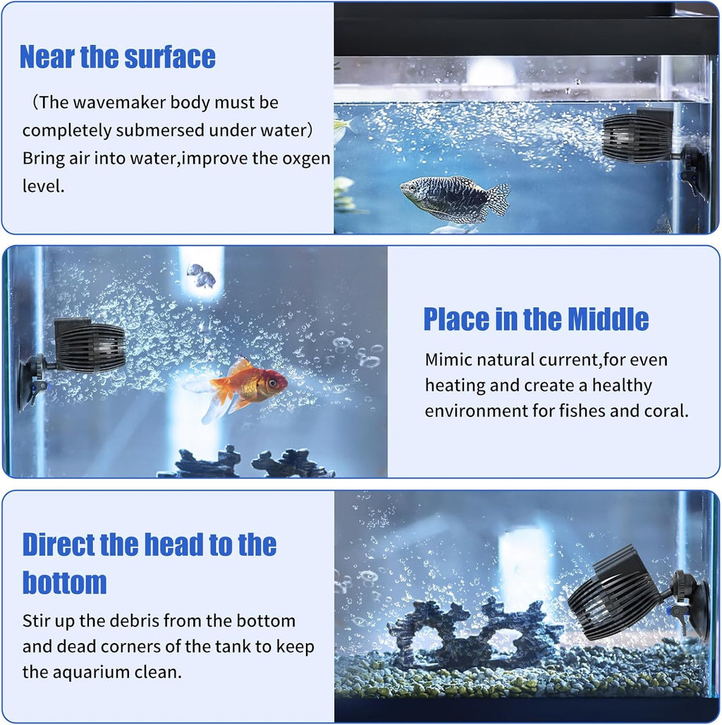 Circulation Pump, 800GPH Aquarium Wave Maker, Fish Tank Powerhead Submersible Water Pump with Suction Cup