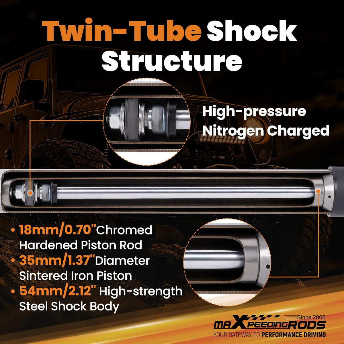 maXpeedingrods 4.5-8" Rear Shocks for Chevy Silverado/GMC Sierra 1500 07-25