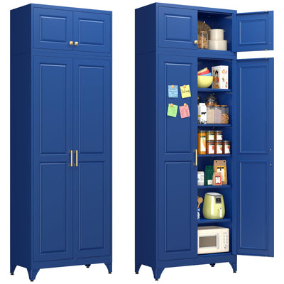 90" Pantry Cabinet, Tall Metal Storage Cabinet with Doors and Shelves