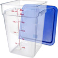 22 Quart Commercial Grade Clear Food Storage Square Polycarbonate Container With Blue Lid
