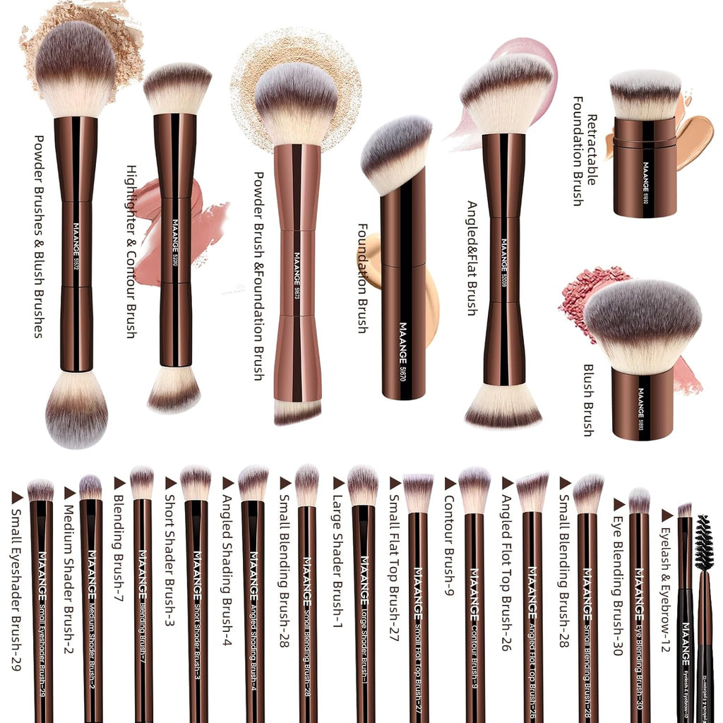 20 Pcs Makeup Brushes with Gift Box, Double-End Multi-functional Makeup Brushes for Blending Liquid Powder Concealer