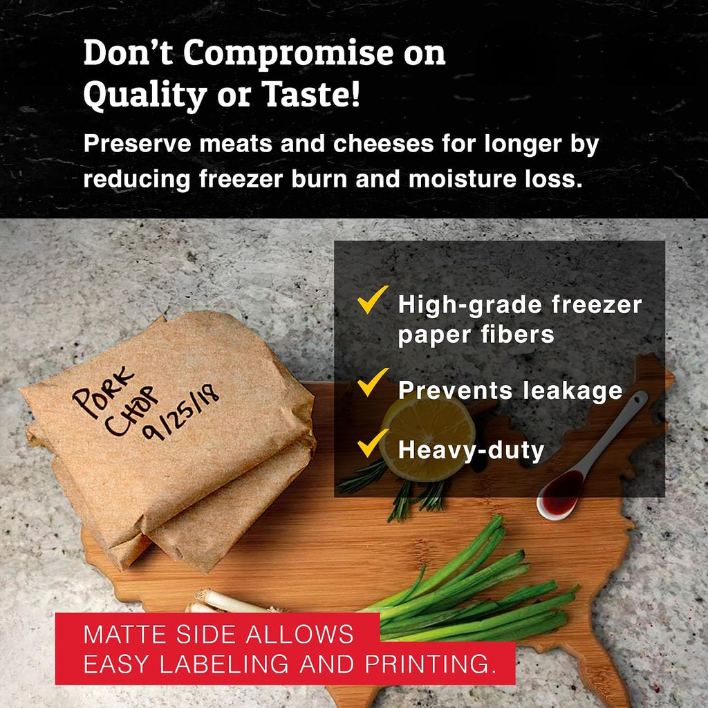 Natural Freezer Paper Dispenser Roll - Poly Coated Moisture Resistant Freezer Paper for Meat Wrapping - Freezer Burn