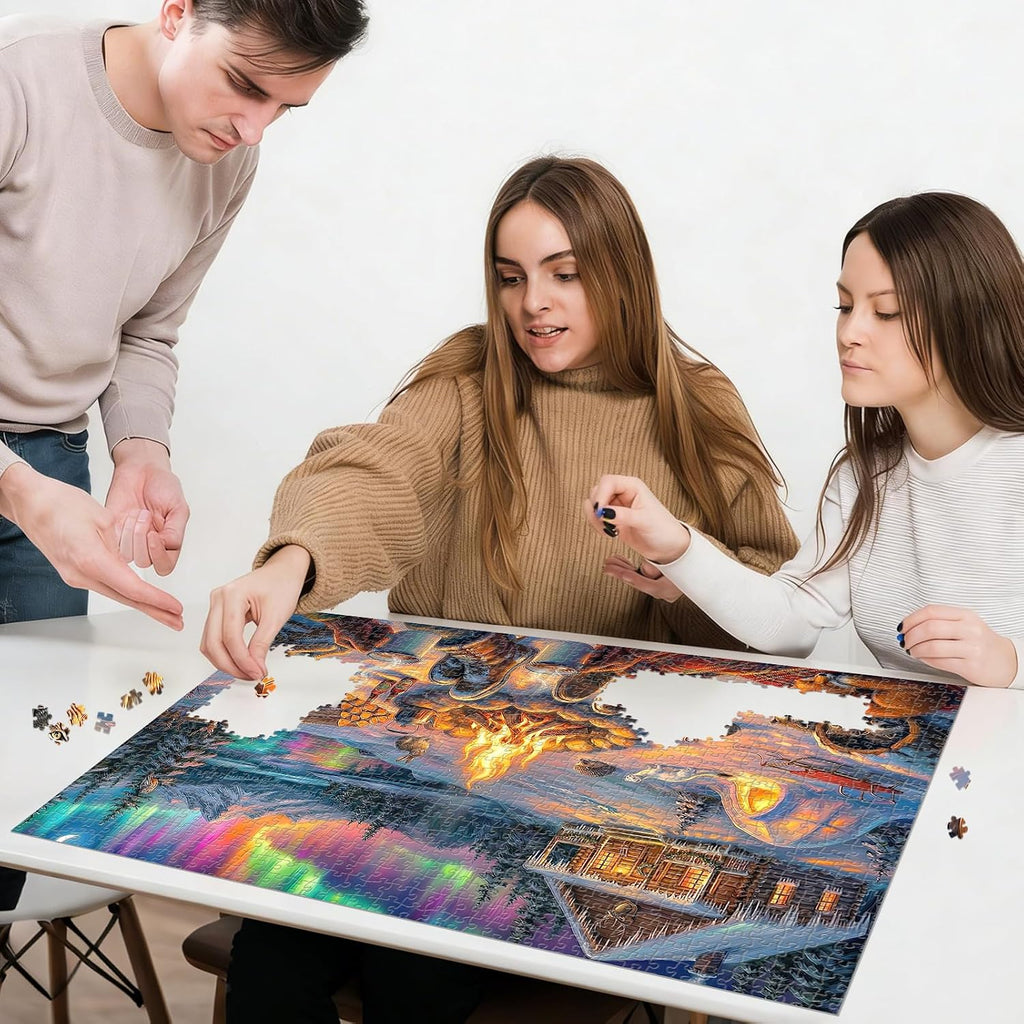 Aurora Winter Cabin Puzzles for Adults 1000 Pieces,Impossible Hard Challenging Jigsaw Puzzles for Adults,Puzzle with