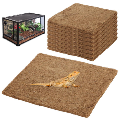 15Pcs Reptile Carpet, Coconut Fiber Substrate, Tortoise Bedding for Bearded Dragon Tortoise Lizard Turtle Snake