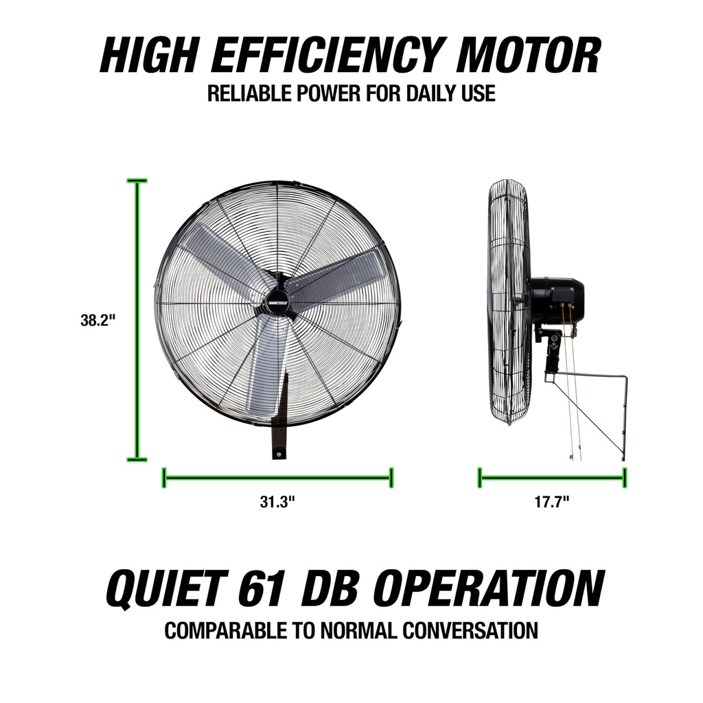 30 Inch Oscillating Wall Mount Fan 7500CFM Industrial Construction