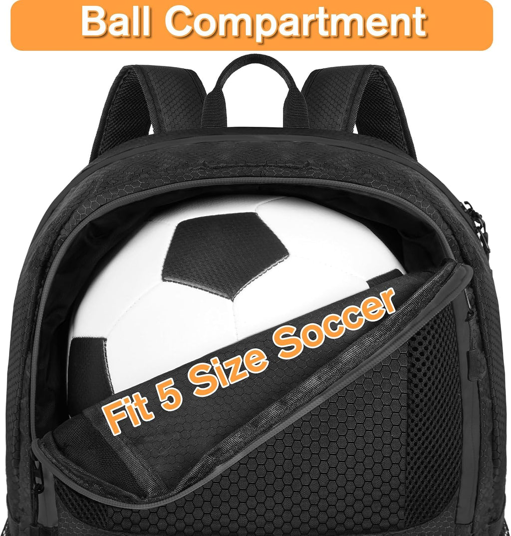 Soccer Backpack, Soccer Bag with Ball Holder and Shoe Compartment | Water Resistant Sport Equipment Bags Fit