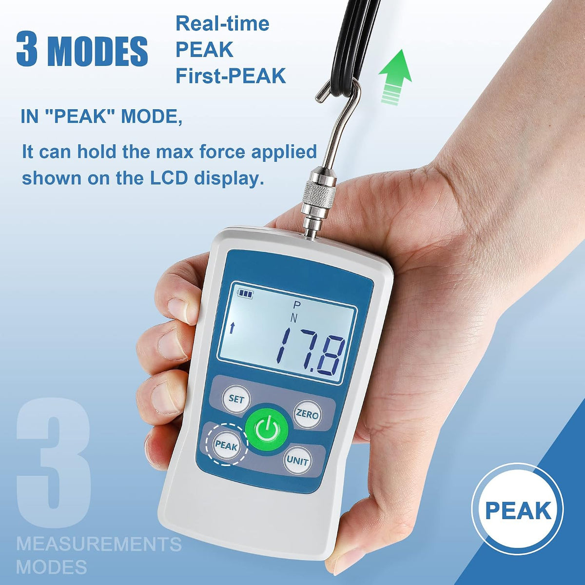 BAOSHISHAN 500N Digital Push Pull Force Gauge, High-Accuracy Tension Meter