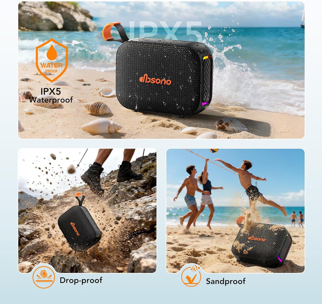 Portable Bluetooth Speaker Waterproof Gift: IPX5 HD Sound Up to 24H Playtime, TWS Pairing, LED Light, Outdoor Speaker