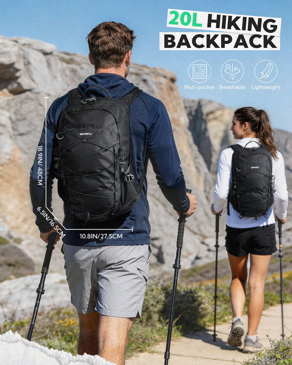 Hiking Backpack 20L, Lightweight Outdoor Daypack Water Resistant