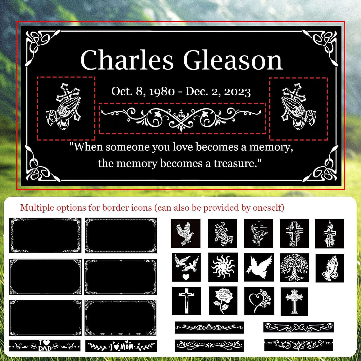 Humans Headstones Grave Markers for Cemetery Memorial 12x6 In Personalized