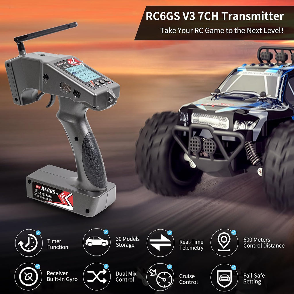 Radiolink RC6GS V3 7 Channels RC Transmitter R7FG&R6FG 2PCS Gyro Receivers | 2.4GHz 600m RC Remote and Receiver Kit