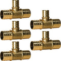 5 Pack XFITTING 1 in x 1 in x 3/4 in Pex Reducing Tee, Pex B Crimp Tee