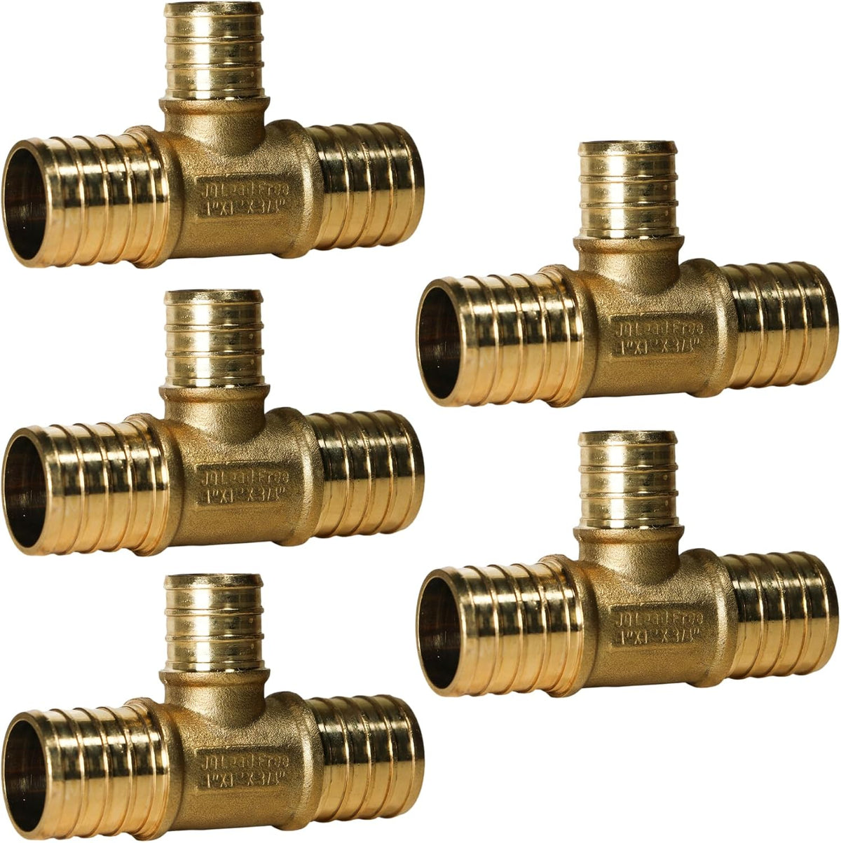 5 Pack XFITTING 1 in x 1 in x 3/4 in Pex Reducing Tee, Pex B Crimp Tee